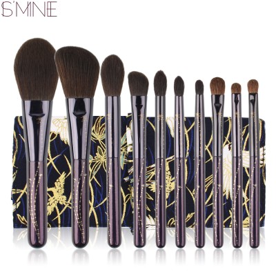 10 Pcs Makeup Brushes Animal Hair Cosmetic Brush With Bag