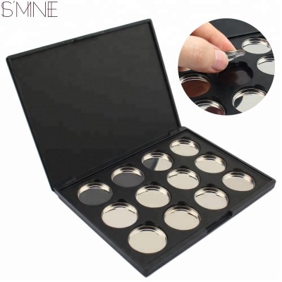 Professional 12 Grid Empty Magnetic Make Up Iron Palette Pans Case